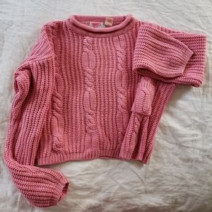 Vintage Slouchy Pink Cable Knit Sweater - Medium